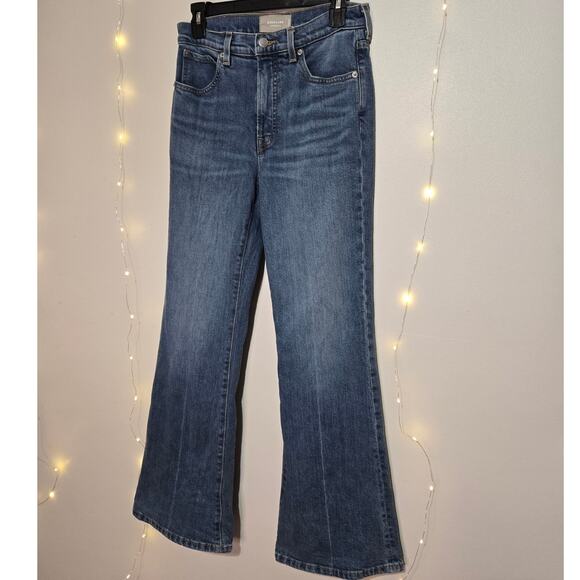 EVERLANE The High-Rise Flare Size 26 Regular Bright Indigo Blue Stretch Stretchy - Picture 5 of 16